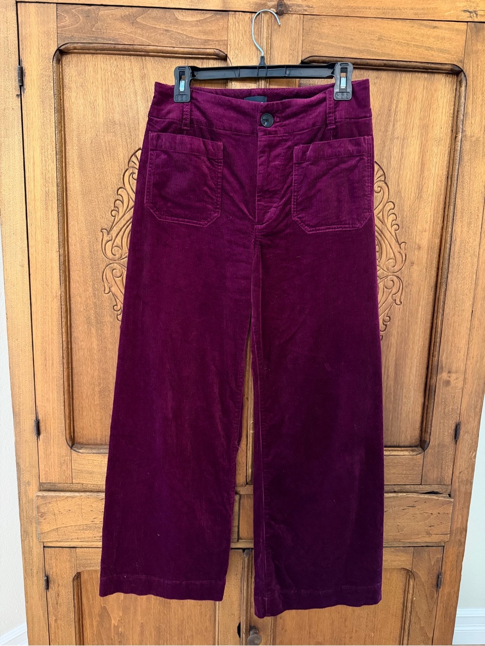 Maeve Anthropologie Wide-Leg Corduroy Pants in Deep Berry 28P